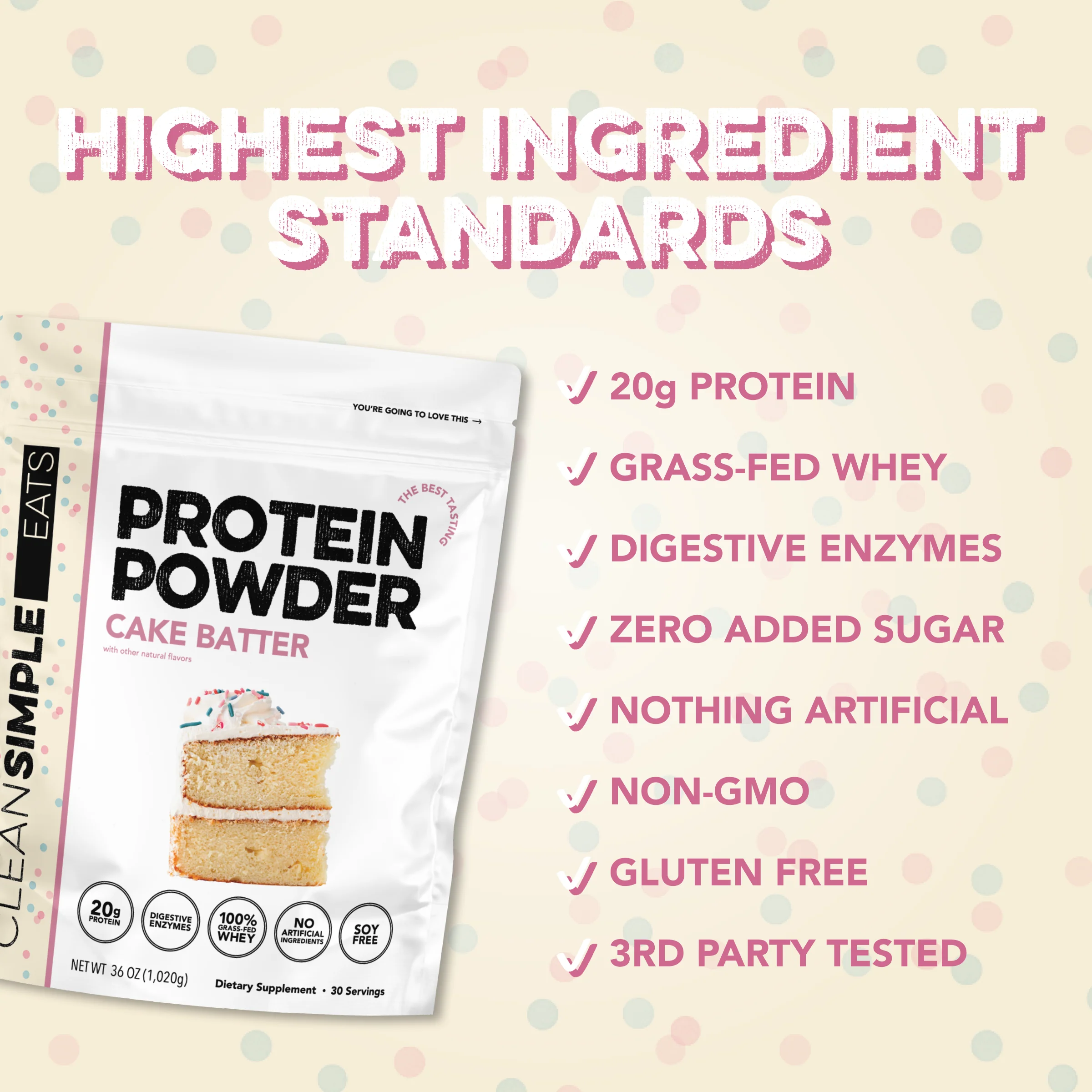 Protein Powder: Cake Batter (30 Serving Bag) - Image 3