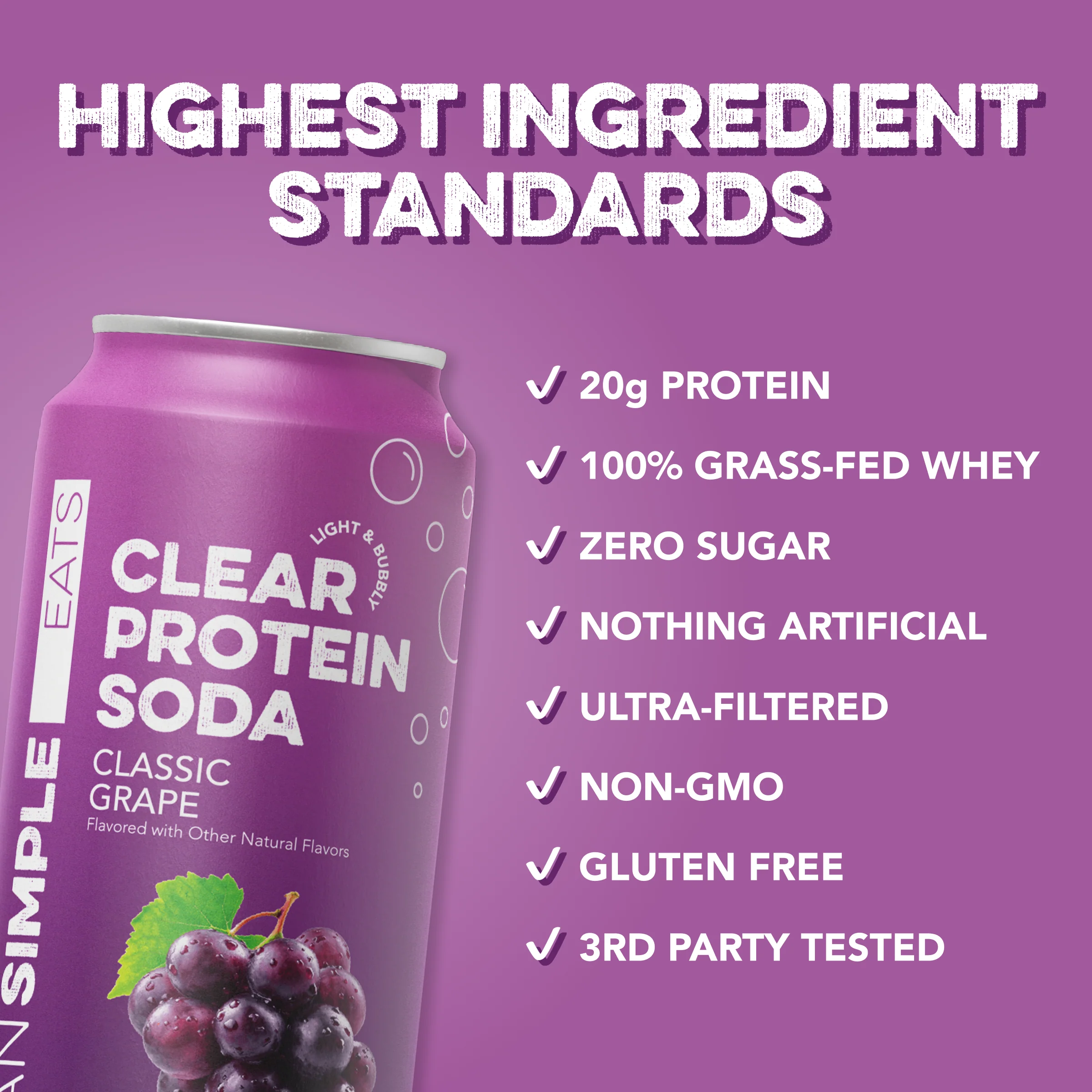 Clear Protein Soda: Classic Grape (16 oz | 12 Pack) - Image 3