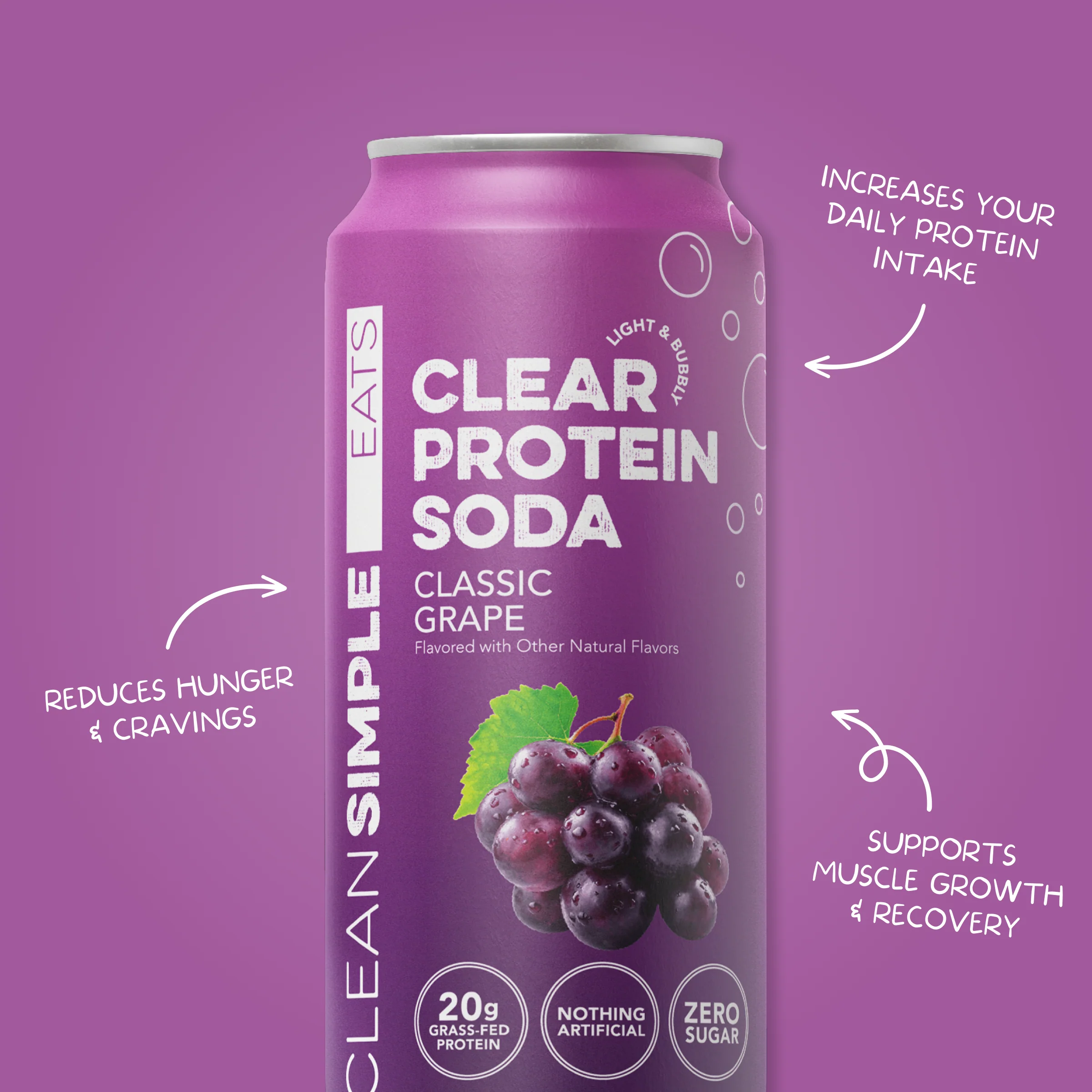 Clear Protein Soda: Classic Grape (16 oz | 12 Pack) - Image 6