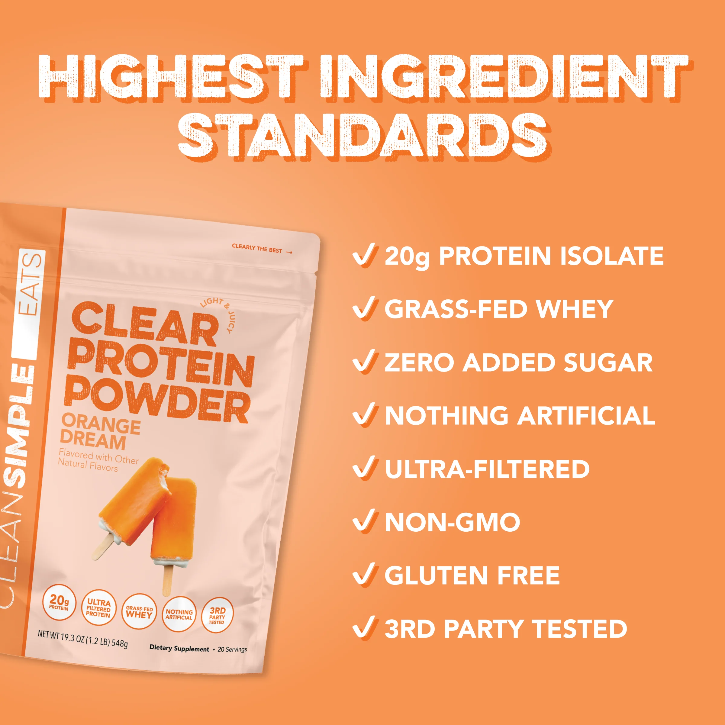 Clear Protein Powder: Orange Dream (20 Serving) - Image 3