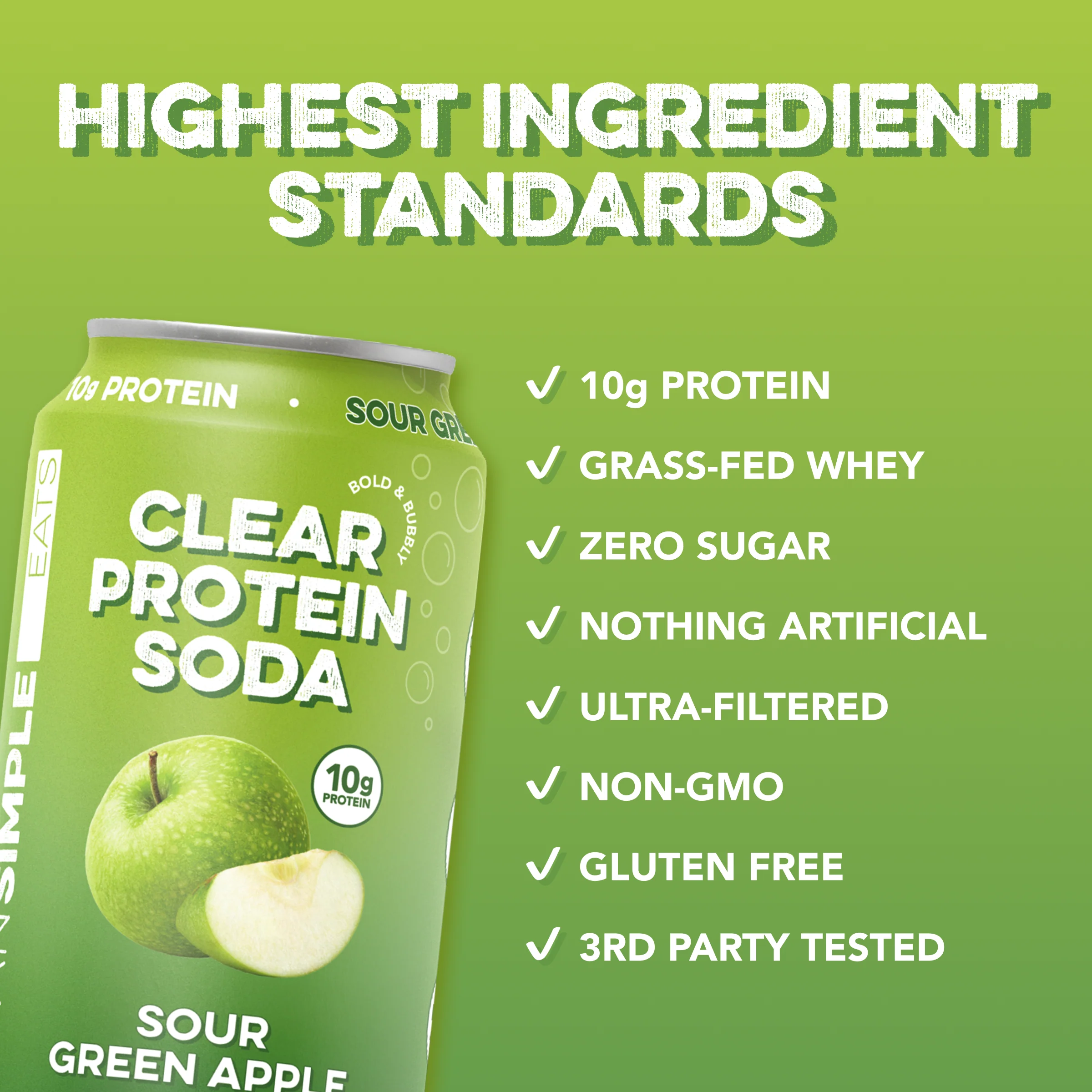 Clear Protein Soda: Sour Green Apple (12oz | 12 Pack) - Image 3