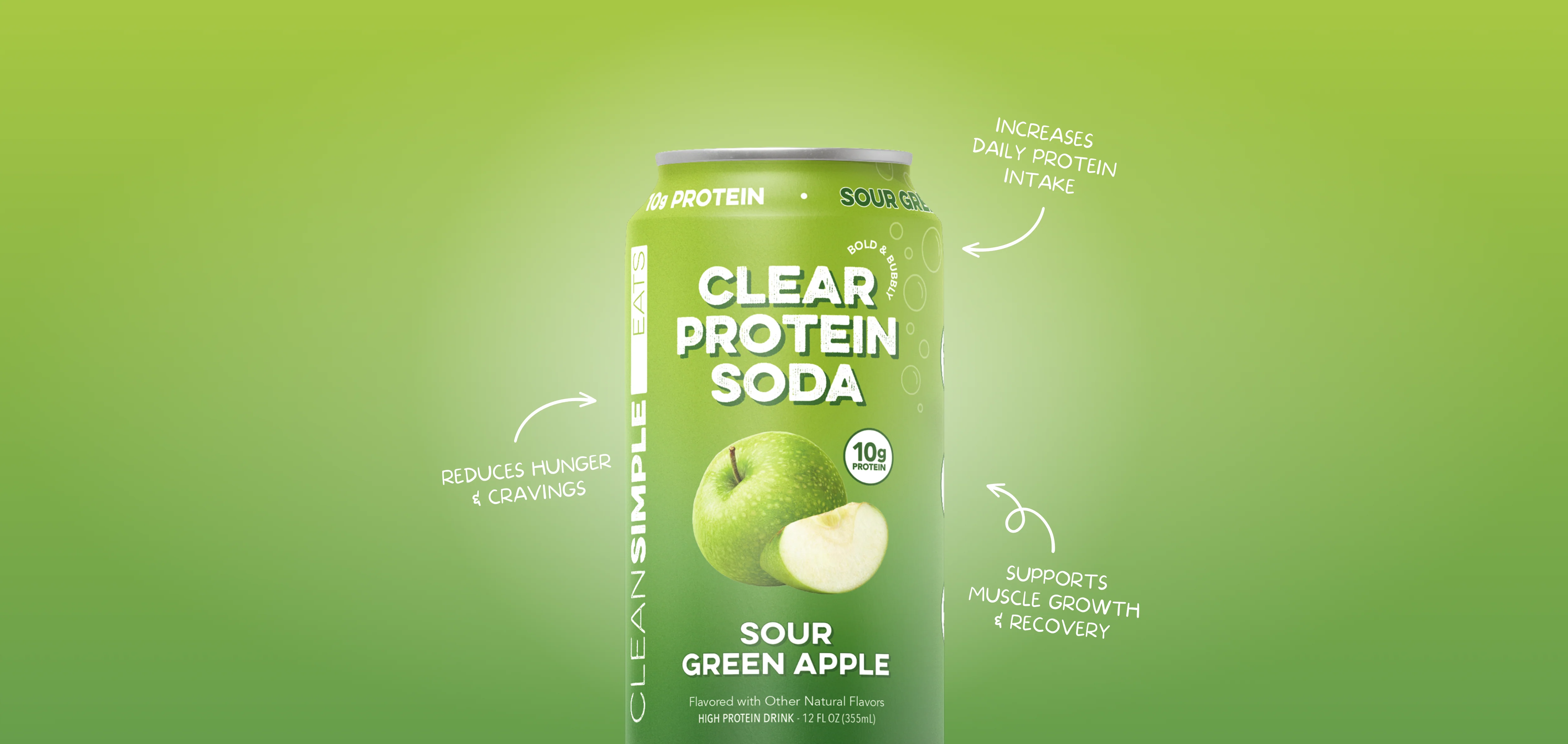 Clear Protein Soda: Sour Green Apple (12oz | 12 Pack) - Image 6
