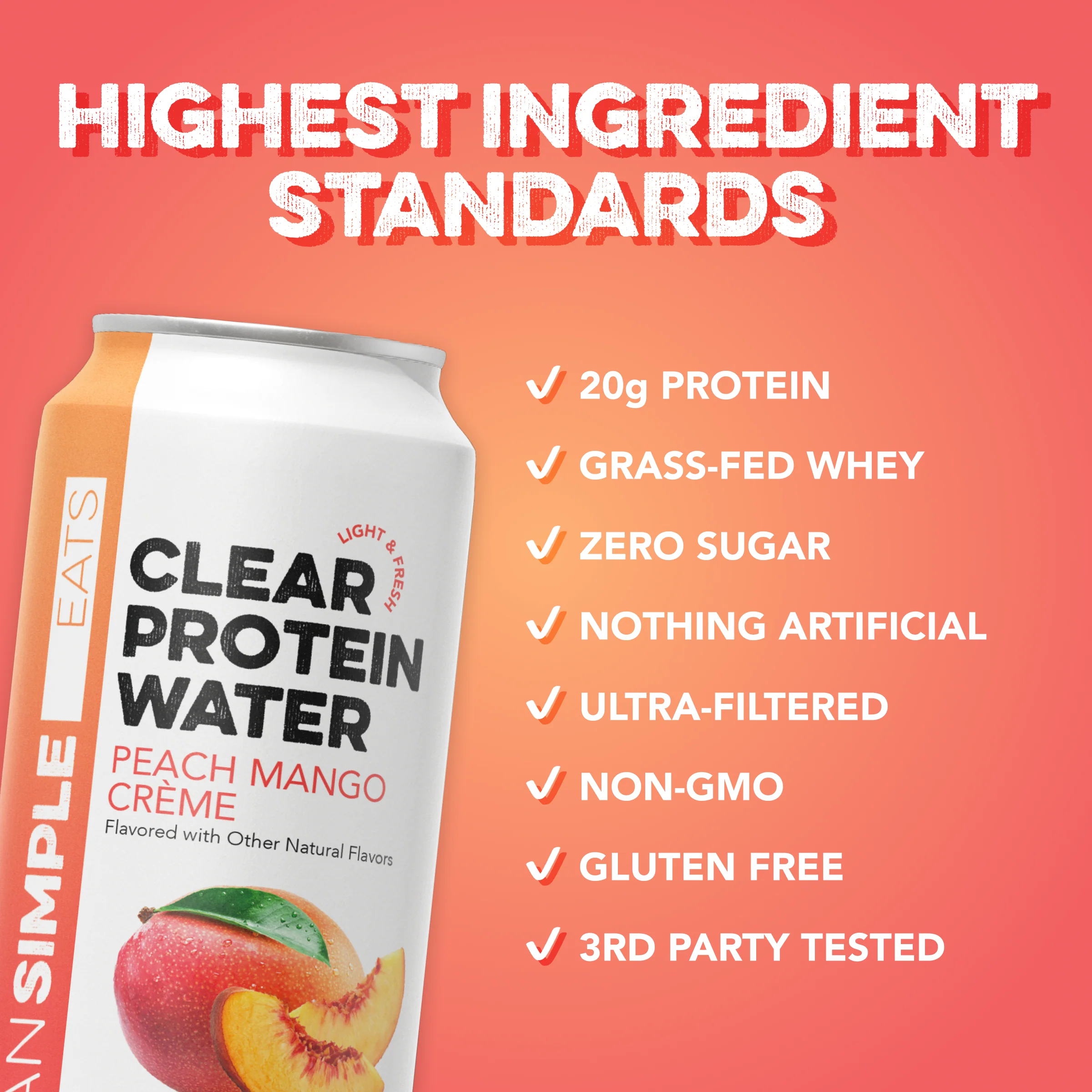 Clear Protein Water: Peach Mango Creme (12 Pack) - Image 3