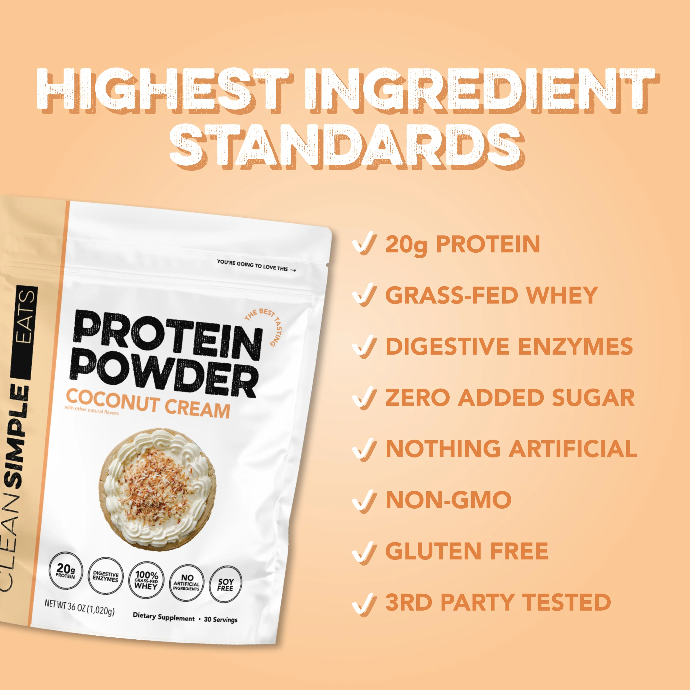 Protein Powder: Coconut Cream (30 Serving Bag) - Image 3