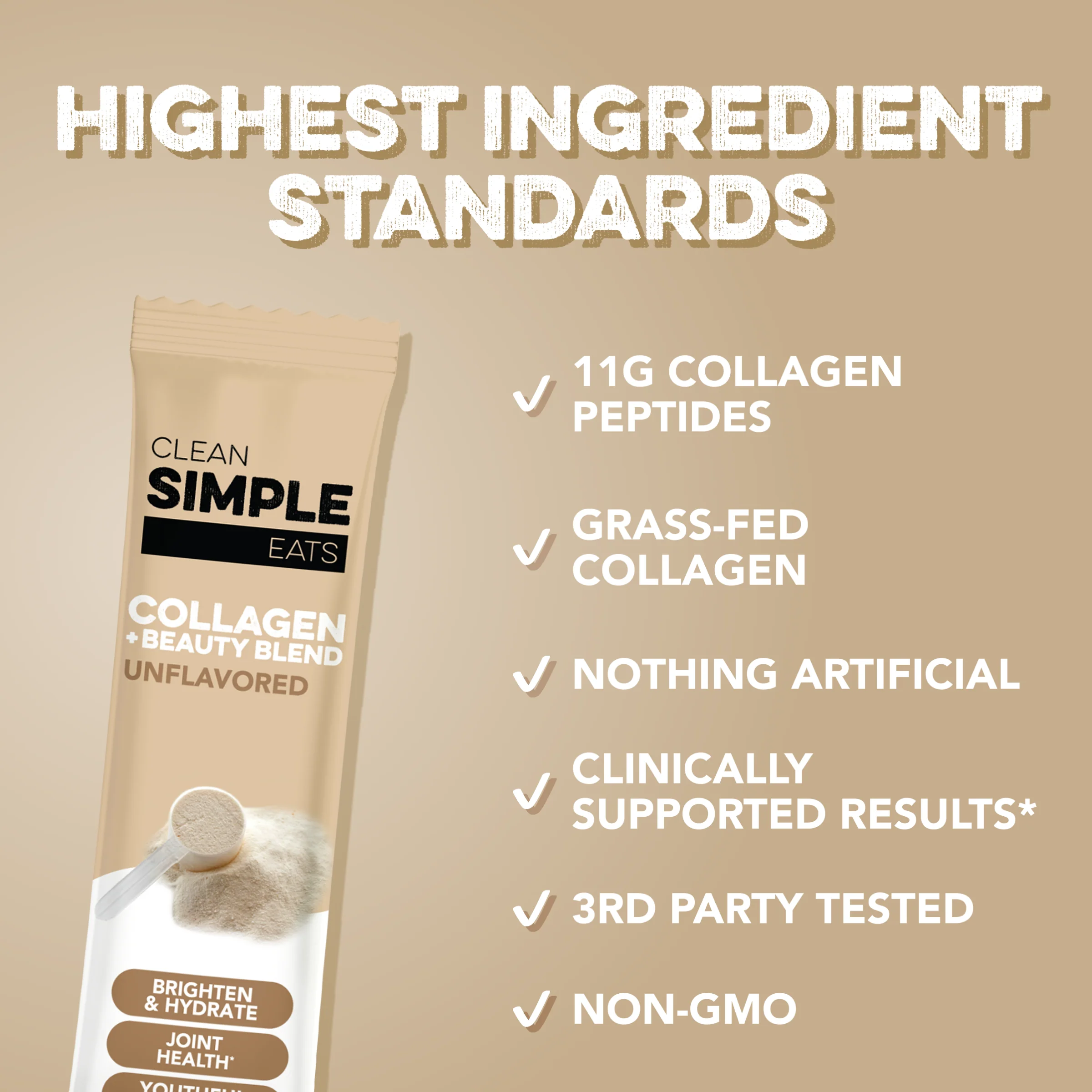 Collagen + Beauty Blend: Unflavored (10 Single Serving Stick Pack) - Image 3