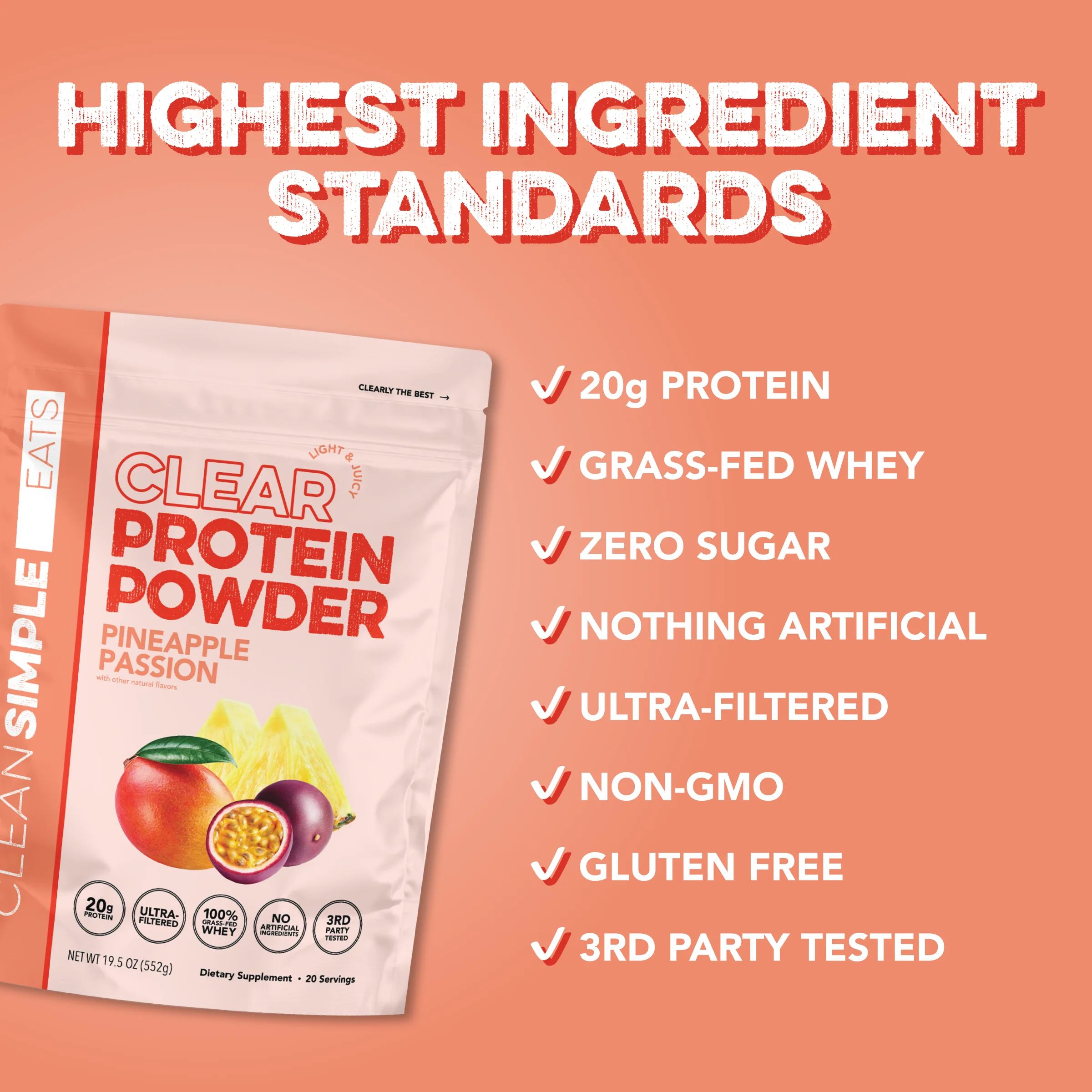 Clear Protein Powder: Pineapple Passion (20 Serving) - Image 3