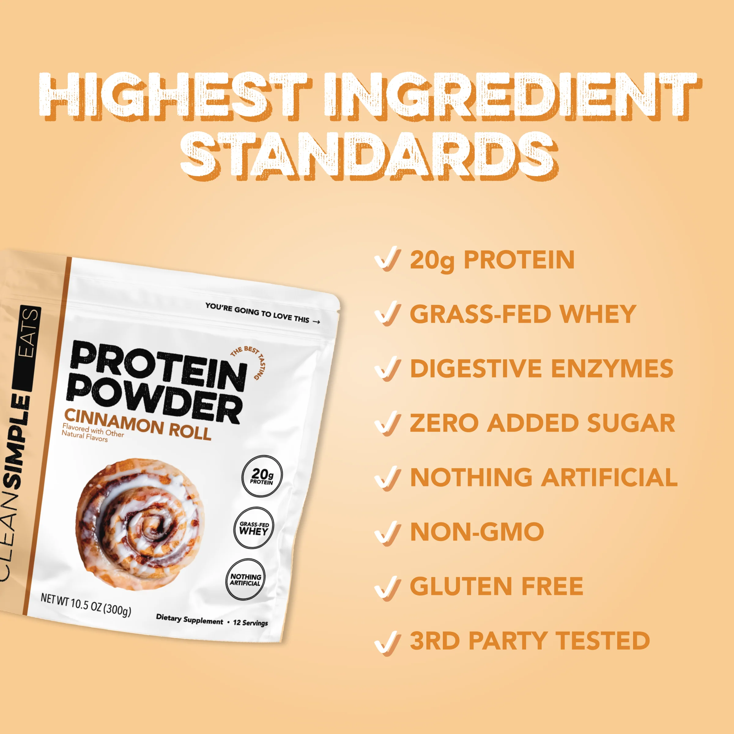 Protein Powder: Cinnamon Roll (12 Serving Bag) - Image 3