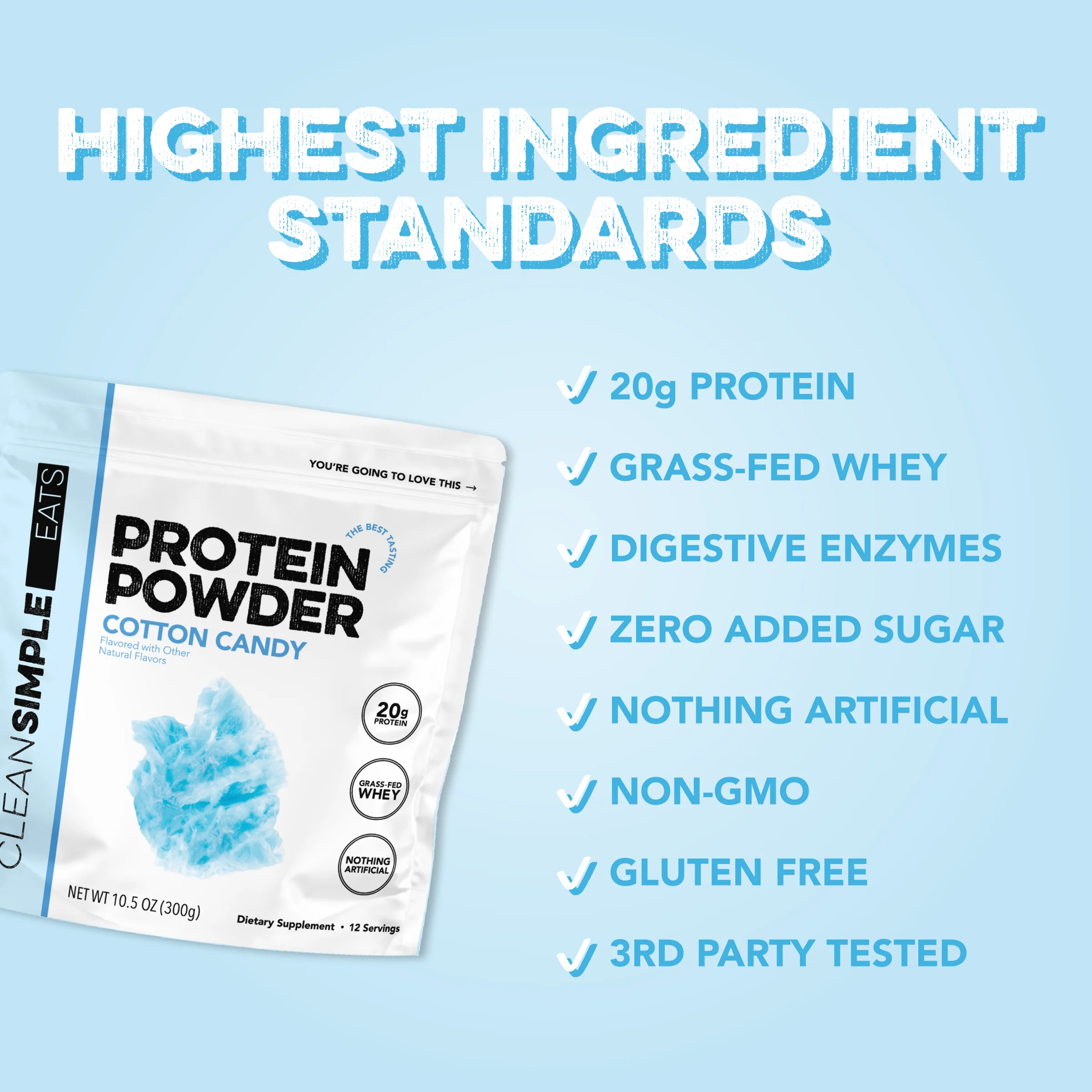 Protein Powder: Cotton Candy (12 Serving Bag) - Image 3