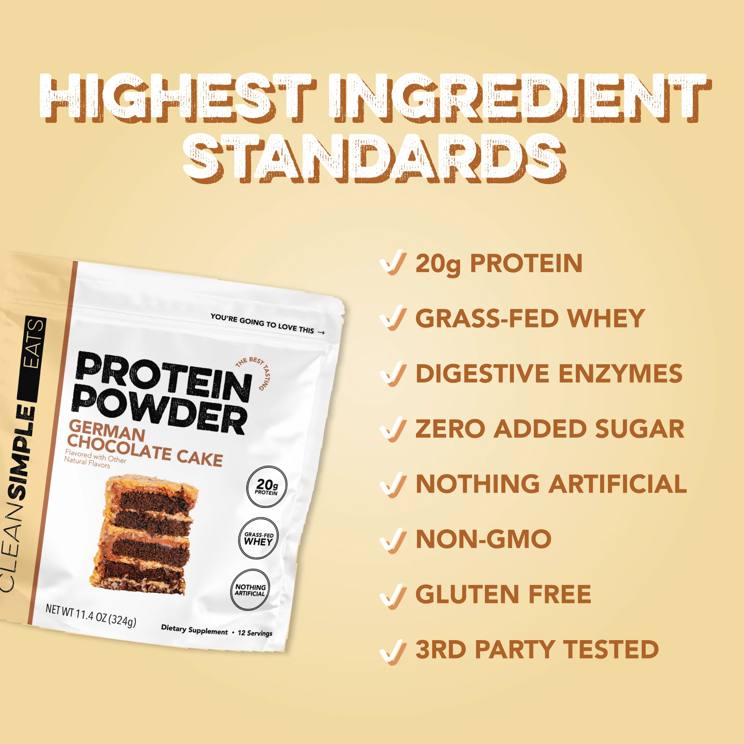 Protein Powder: German Chocolate Cake (12 Serving Bag) - Image 3