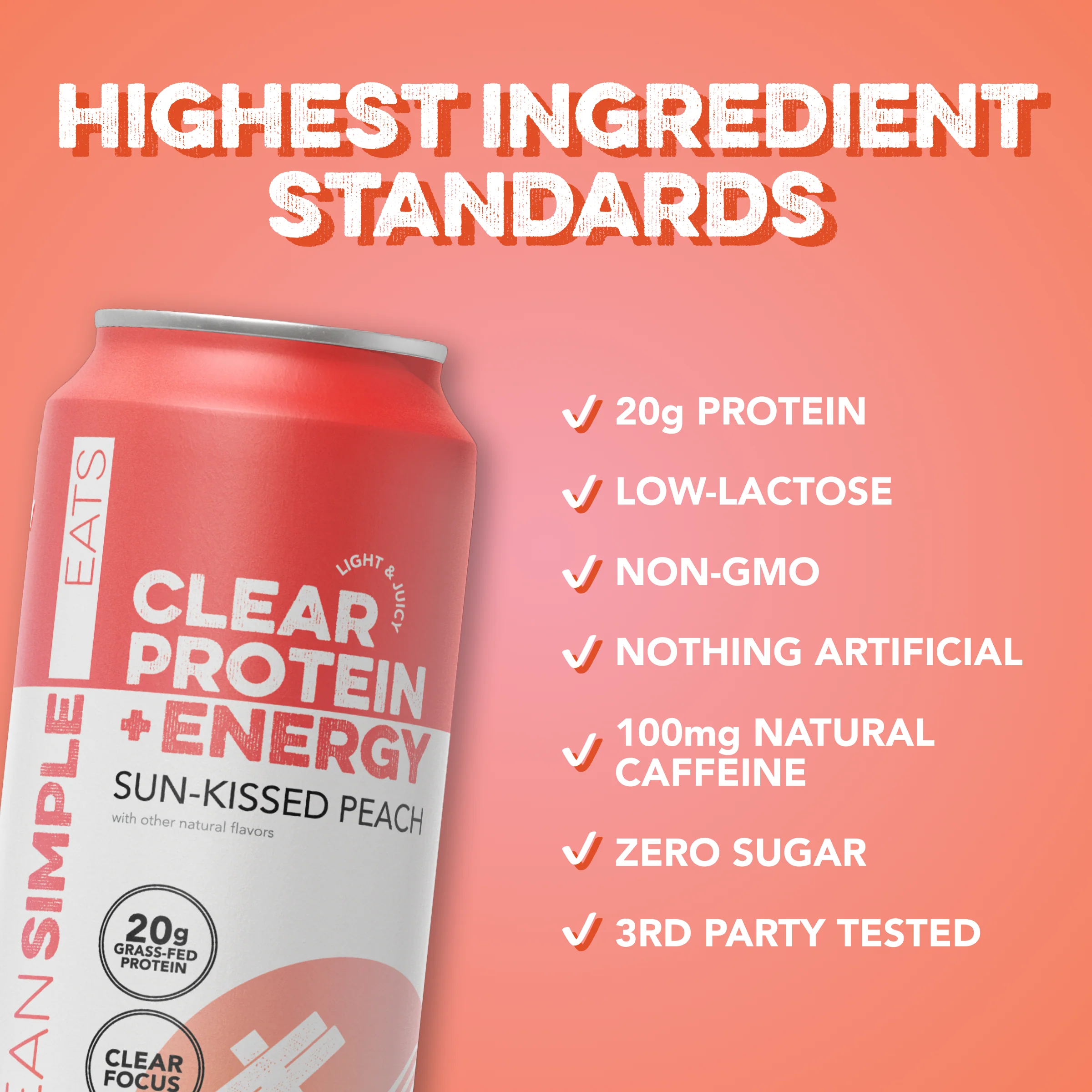 Clear Protein + Energy: Sun-Kissed Peach (12 Pack) - Image 3