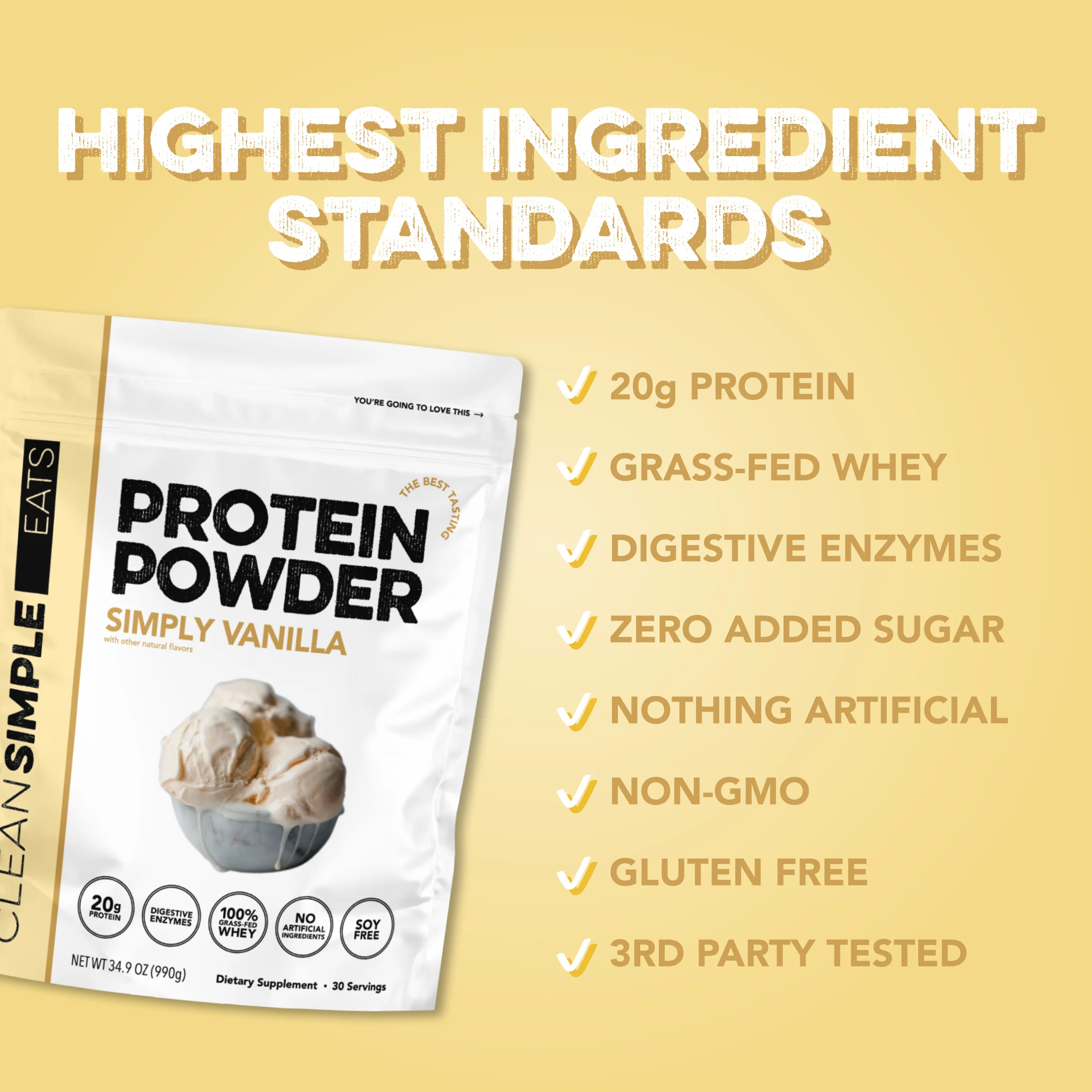 Protein Powder: Simply Vanilla (30 Serving Bag) - Image 3