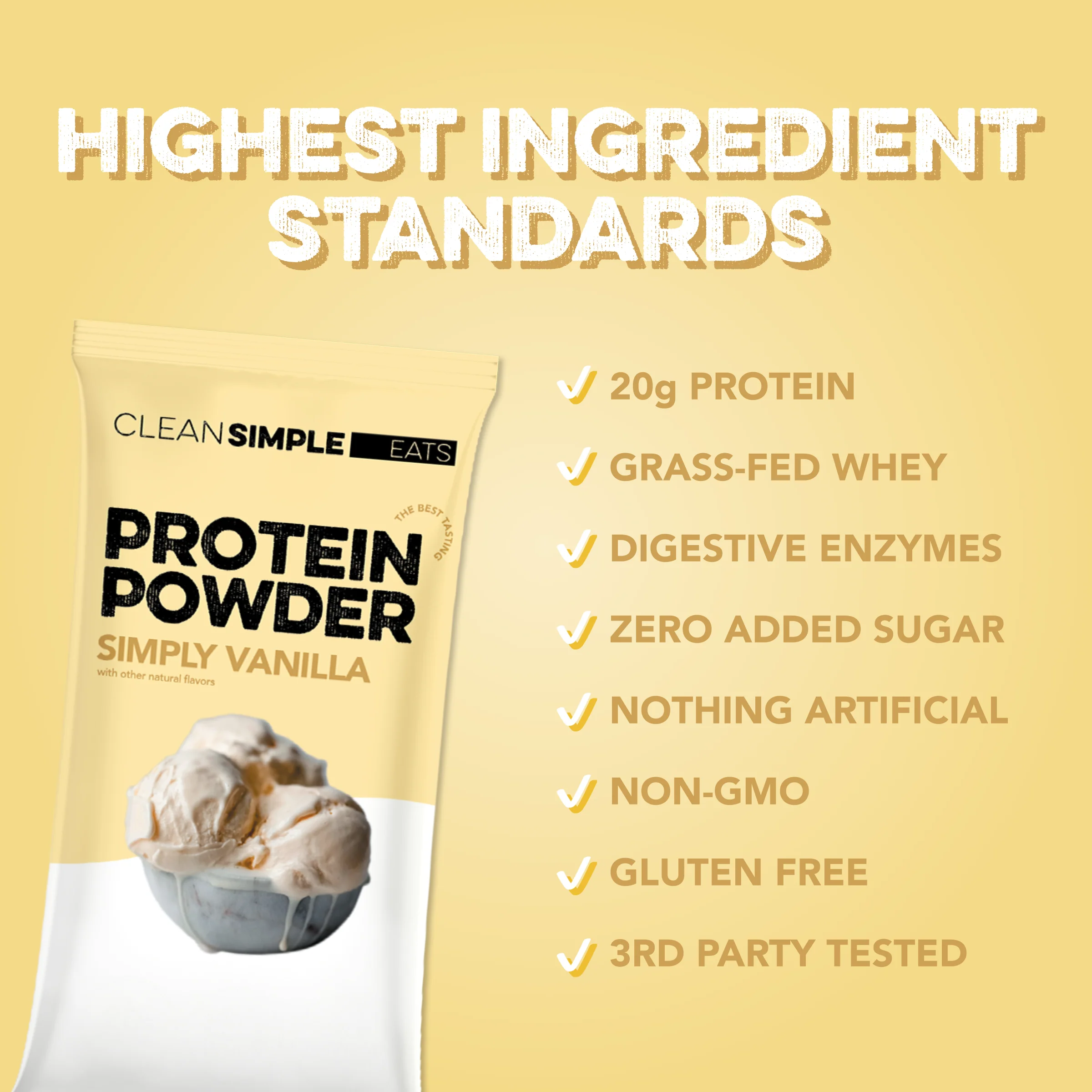 Protein Powder: Simply Vanilla (10 Single Serving Stick Packs) - Image 3